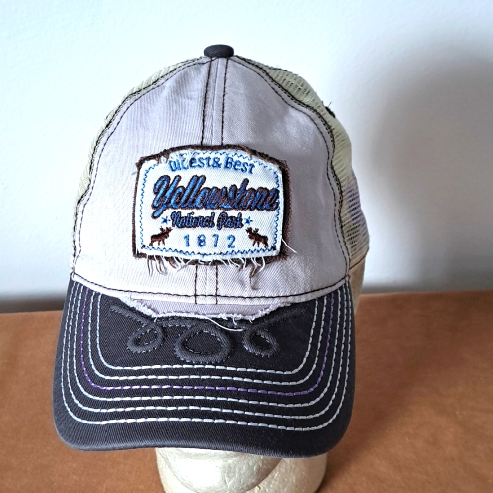 Hat Graphix Yellowstone National Park Hat Distressed Mesh Adjustable Unisex